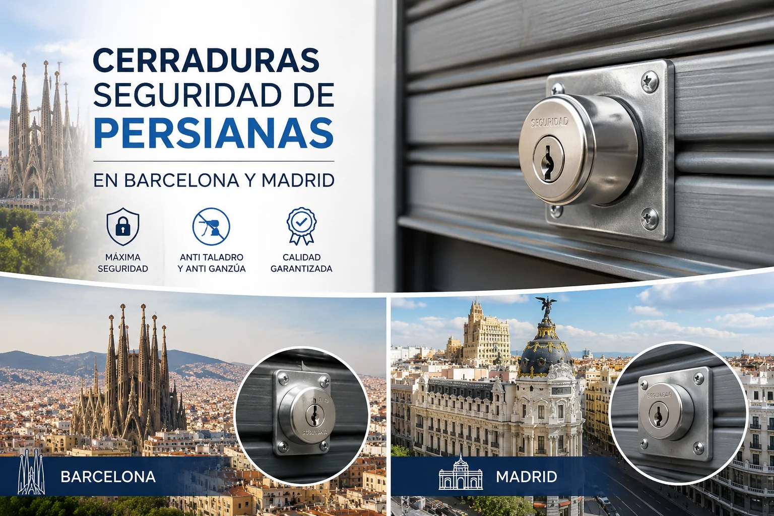 Cerraduras Seguridad de Persianas en Barcelona y Madrid - Instalaci&oacute;n Reparaci&oacute;n Persianas Met&aacute;licas de Local en Barcelona y Madrid