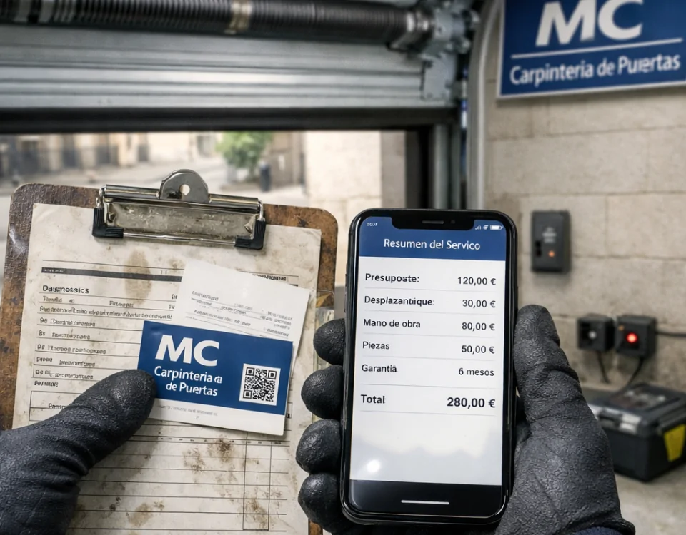 Encuentra proveedores para la reparacion de puertas de garaje en Barcelona, técnico con móvil y checklist.