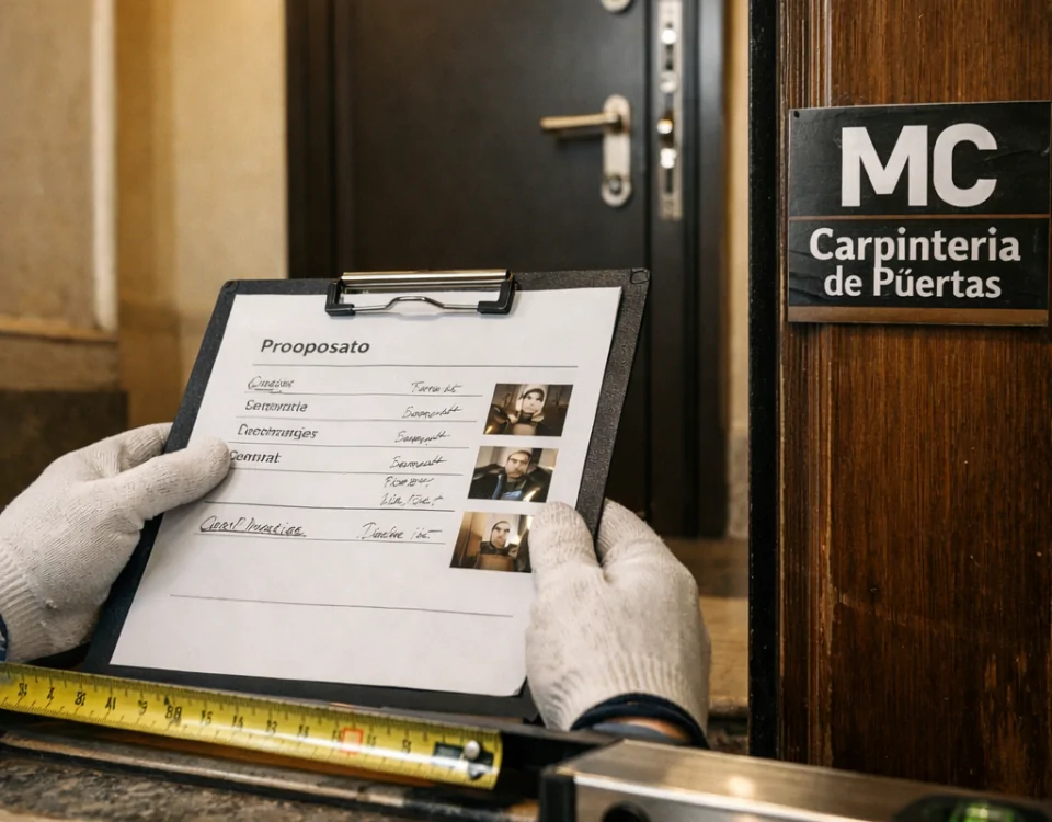 Quien ofrece el mejor servicio de instalacion de puertas de seguridad en Barcelona: manos revisan presupuesto y puerta
